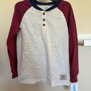 Carter's Kids Burgundy and Gray Henley Shirt